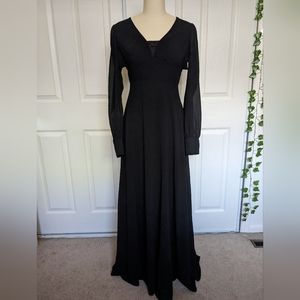 Formal black chiffon gown with open back